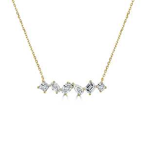 Collier pendentif barre géométrique en diamant multi-coups de coupe, or massif 14K 18K, fermoir mousqueton classique, chaîne de 18 pouces pour superposition, bijoux fins - Product Image 1