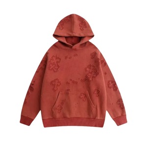 Hoodie Oversize en Coton Molletonné Coupe Boxy Épaules Tombantes Options de Logo Personnalisé Disponibles MOQ 10 Unisexe Rouge Tricoté avec Poche Avant - Product Image 5