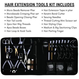 Complete Hair Extension Installation Kit for Wholesale Use with Beads Crimping Tool Opening & Closing Tool Bond <b>Cutter</b> Clips - Product Image 2