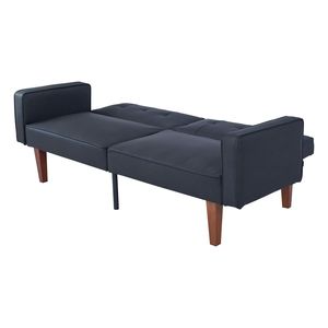 Sofá Futón Moderno de Mediados de Siglo con Brazos Enrollados, Respaldo Acolchado y Patas de Madera y Metal, Sofá Reclinable Ajustable Convertible en Cama - Product Image 4