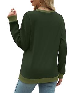 Nueva llegada: Sudadera de algodón de lujo para mujer, de manga larga, cuello redondo, hombros caídos, color liso, cómoda y casual, de Bangladesh. - Product Image 4