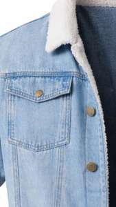 Chaqueta Vaquera Personalizada para Hombre, Forrada con Sherpa, Súper Cálida y Cómoda, Estilo Casual, Chaquetas de Otoño con Logotipo Bordado - Product Image 3