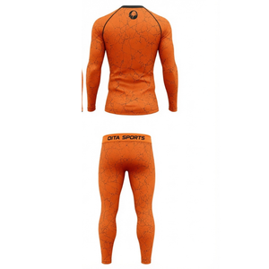 Ensemble de vêtements de sport pour homme, manches longues et leggings, Orange Active Performance Training, compression, fitness, entraînement, gym, sportswear, athlétique - Product Image 2