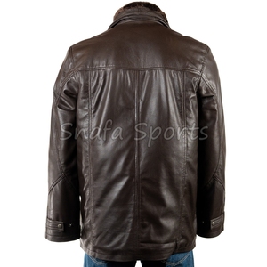 Vintage Style Winter Men Fashionable Brown Fur <b>Long</b> Coat Shearling Soft Sheepskin Genuine <b>Leather</b> <b>Jacket</b> for men - Product Image 4