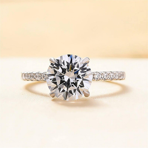 Luxury Round Cut Moissanite Diamond <b>Ring</b> Brilliant Solitaire Engagement Wedding Fine Jewelry Sparkling Elegant <b>925</b> <b>Silver</b> <b>Ring</b> - Product Image 1