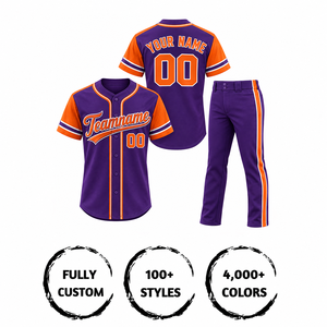 Conjunto de Uniforme de Béisbol de Alta Calidad para Adultos, Manga Corta, Impresión Sublimada, Absorbe la Humedad, 100% Poliéster, Nombre y Número del Equipo - Product Image 4