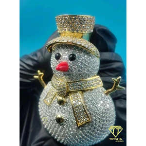 Collar Hip Hop Unisex de Lujo con Colgante de Muñeco de Nieve y Moissanita Completamente Engastada en Plata de Ley 925 - Product Image 2