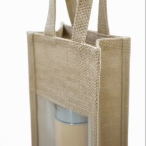 Sac en jute pour bouteille d'eau de 1 litre, personnalisable, réutilisable, écologique, porte-bouteille imprimé - Product Image 1