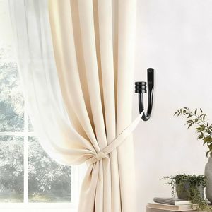 Small Classic Cap Finials Black Wall-Mounted Curtain Holdbacks Home Decor <b>Tiebacks</b> <b>Hooks</b> for Curtain Poles Tracks Accessories - Product Image 2