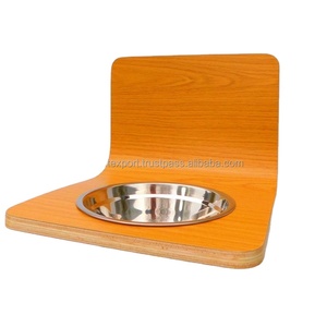 Alimentador ecológico de un solo tazón para mascotas, capacidad elevada de 250ml, soporte montado en la pared para perros y gatos, hecho de madera, material acrílico de Bambú - Product Image 1