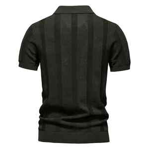 Camiseta de punto calado para hombre, algodón premium, ligera, corte regular, top informal de verano a la moda - Product Image 5
