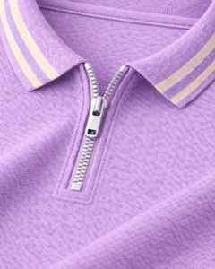 Polo de manga corta con cremallera de un cuarto para hombre, cuello acanalado, informal, de verano, mezcla de algodón, fabricado a medida por el fabricante. - Product Image 6