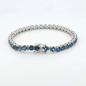 Natural London Blue Topaz Charm <b>Bracelet</b> Sterling Silver White Gold Plated Luxury December Birthstone Jewelry Women Party - Product Image 2