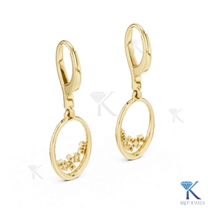 Pendientes de Diamantes CVD Cultivados en Laboratorio con Acento de Baguette y Cierre de Palanca, Oro Sólido de 14K/18K, Joyería Fina de Lujo para Mujer, para Bodas y Fiestas - Product Image 6