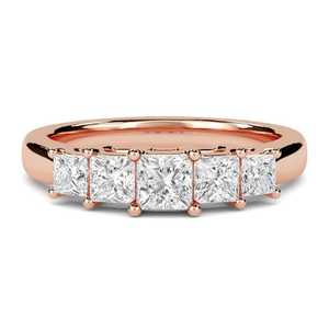 Bague à cinq pierres en moissanite taille princesse East West, en argent sterling 925, cadeau idéal pour anniversaires, fêtes et amis - Product Image 3