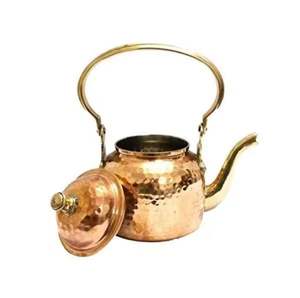 Hammered Copper Tea Kettle Handmade <b>Vintage</b> <b>Teapot</b> with Brass Handle Traditional Stovetop Water Boiler Kitchenware - Product Image 1