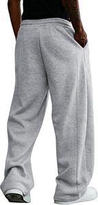 Unisex Sports Panel Contrast Gothic Knitted Eco-Friendly <b>Waterproof</b> Wide Leg Nylon/Cotton Loose Straight Pants <b>Trousers</b> - Product Image 2