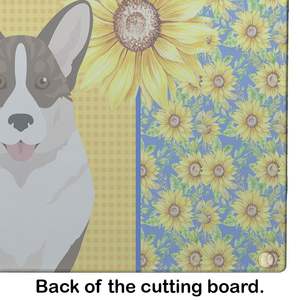 Cárdigan atigrado de girasoles de verano, tabla de cortar Corgi decorativa de vidrio templado, tabla de servir de cocina de gran tamaño, platos - Product Image 5
