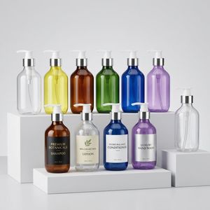 Flacon pompe rond en PET, capacité personnalisée, pour emballage cosmétique en plastique ambré ou vert, fabricant vietnamien certifié OEM/ODM - Product Image 5