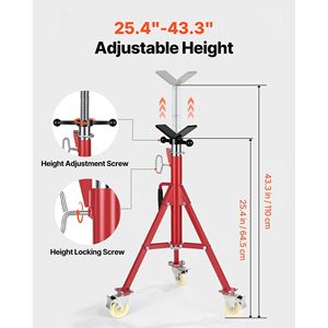 Adjustable Height 20-37 Inch 2500LBS Casters Folding Portable <b>Pipe</b> Jack <b>Stands</b> V-Head <b>Pipe</b> Jack <b>Stand</b> Pallet Jack Product - Product Image 3