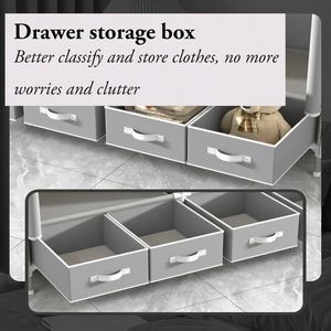 Armadio Portatile con 3 Cassetti e Porta Scorrevole, 67H X 35.4W X 17.7D Pollici, Guardaroba Autoportante per Appendere Vestiti - Product Image 5