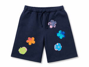 Women's Mushroom Print Quick-Dry Lace Trim Drawstring <b>Shorts</b> Mid-<b>Waist</b> Regular Fit Casual Fleece-Knitted Spandex/Cotton - Product Image 1