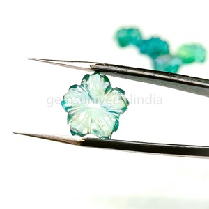 Pendentif fleur en fluorite verte naturelle sculptée à la main, 15 mm, pierre précieuse, breloque pour la fabrication de bijoux, prix de gros, en vrac - Product Image 2