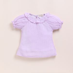 Lilac Premium Quality Organic <b>Muslin</b> Frill Top Set <b>Baby</b> Clothing Sets - Product Image 2