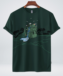 Camiseta de Hombre al por Mayor, OEM, con Logotipo Personalizado, 100% Algodón, 180 GSM, Hombros Caídos, Corte Regular, Estampado Gráfico Completo, Transpirable - Product Image 3