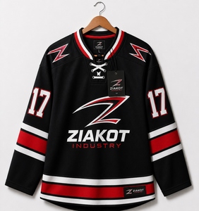 Venta al por Mayor Directa de la INDUSTRIA ZIAKOT, Jersey de Hockey Personalizado en Negro, Blanco y Rojo - Product Image 1