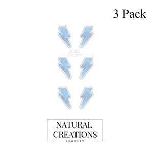 Pendientes de Plata de Ley 925 Premium con Piedra Lunar Arcoíris en Forma de Rayo, Engaste de Bisel de 7mm, Lindos y Modernos, Regalo de Aniversario - Product Image 2