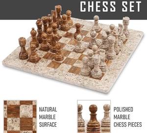 Juego de Ajedrez de Piedra Chakra de Lujo Venktesh Designs, Tablero de Ajedrez Ecológico Hecho a Mano con Diseño de Flor de Ángel, Aspecto de Zafiro Negro - Product Image 3