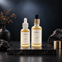Botol Minyak Atsiri Kaca dengan Pipet Tetes untuk Kemasan Kosmetik 30ml 50ml Botol Minyak Atsiri Transparan Berlapis Embun dengan Logo Cetak Sablon