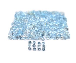 Lot de 100 pierres précieuses de topaze bleue naturelle, taille ronde, 3 mm, certifiées IGI, pour la fabrication de bijoux (pendentif/bracelet/boucles d'oreilles) - Product Image 1