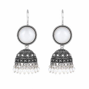 Pendientes Colgantes de Estilo Bohemio, Chapados en Plata Antigua, con Perlas de Piedra Vintage y Aleación de Zinc y Latón, para Bodas Indias - Product Image 1