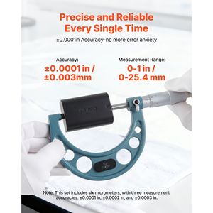 Set di 6 Micrometri per Meccanici 0-1"/1-2"/2-3"/3-4"/4-5"/5-6" Professionali con Precisione di 0,0001 - Product Image 3