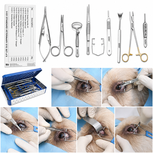 Ensemble d'instruments de microchirurgie ophtalmique vétérinaire 9 pièces en acier inoxydable, kit de chirurgie oculaire pour animaux avec manche de scalpel - Product Image 2
