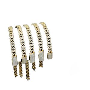10K Vermeil Yellow <b>Gold</b> Cuban Chain Round Diamond Bracelets Moissanite Micro Insert Luxury Every Day Wear - Product Image 2