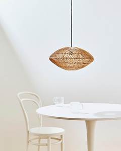 Pantalla de Lámpara Ovalada de Ratán, Forma de OVNI, Tejida a Mano, para Colgar del Techo, Decoración Japonesa - Product Image 4