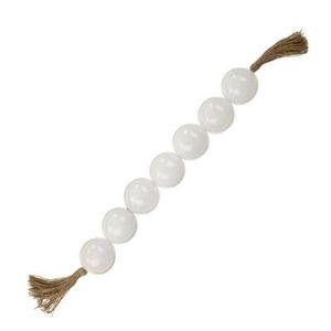 <b>Best</b> Seller White Glossy Round Beaded Garland Smooth Finish Beads With Tassel Elegant Home Decor Accent Piece - Product Image 1