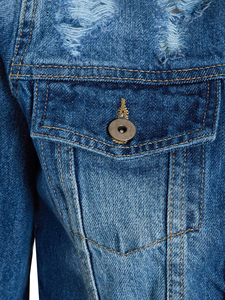 Veste en jean décontractée pour femme 2026, coupe courte, color block, en coton, avec impression de logo personnalisé, respirante, séchage rapide, hiver, manches longues - Product Image 6