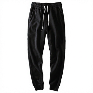 Pantalon de survêtement léger en coton bleu foncé pour homme, taille élastique avec cordon de serrage, poches latérales, tricoté, écologique, séchage rapide, idéal pour l'automne - Product Image 4