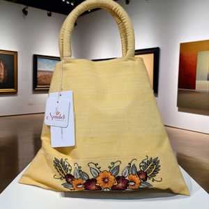 Floral <b>Bed</b> Handcrafted Tote <b>Bag</b> | Elegant Cotton Fashion <b>Bag</b> | Stylish Reusable Shopping <b>Bag</b> | Trendy Eco Friendly Handbag - Product Image 4