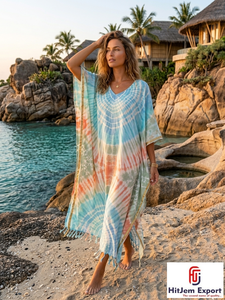 Tie Dye Printed Long <b>Kaftan</b> Dress Loose Fit <b>Beach</b> Cover Up Summer Resort Wear Manufacturer Kenya Nigeria - Product Image 6