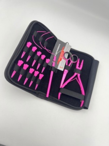 Kit de Herramientas para Extensiones de Cabello de Acero Inoxidable de Grado Quirúrgico, Color Rosa Intenso, con Logotipo Personalizado, Pinzas Reutilizables, Tijeras, Clips Metálicos - Product Image 3