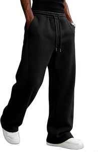 Men's Baggy Fleece Sweatpants Wide Leg Cotton Jogger Pants Loose Fit Drawstring Waist Casual <b>Trousers</b> <b>with</b> <b>Pockets</b> - Product Image 5