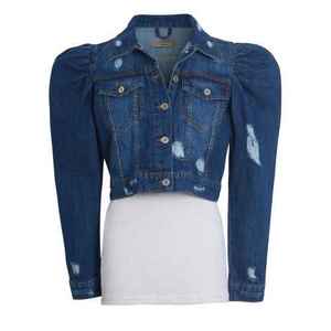 High Quality Washed Breathable Windproof Zip Closure <b>Cropped</b> <b>Denim</b> <b>Jacket</b> Ladies Casual Style Button Decoration Eco-Friendly - Product Image 4