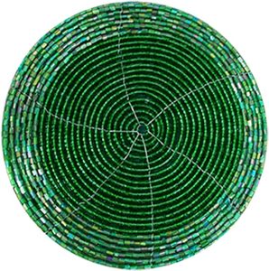 Posavasos Redondo de Tela Hecho a Mano, Estilo Bohemio, Verde, 4 Pulgadas de Diámetro, Grosor Personalizado, Ecológico - Product Image 5