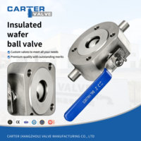 Válvula de bola tipo wafer con revestimiento de acero inoxidable 304, de una pieza, ultrafina, con asa manual, asiento de PTFE, antiobstrucción, PN40, Clase 300, API