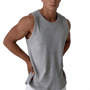 Men's Yellow Sleeveless Tank Top O-Neck Solid Color Casual Breathable Quick Dry Knitted 100% Cotton Athletic Wear - Product Image 3